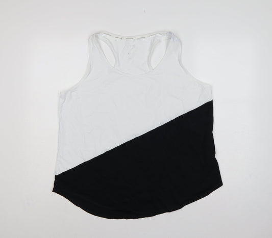 Marks and Spencer Women Black White Colourblock Racerback Tank Top UK 20