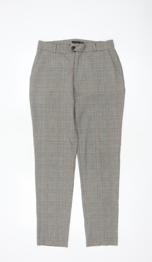 Paulmark Women’s Grey Check High Rise Tapered Dress Trousers UK 12