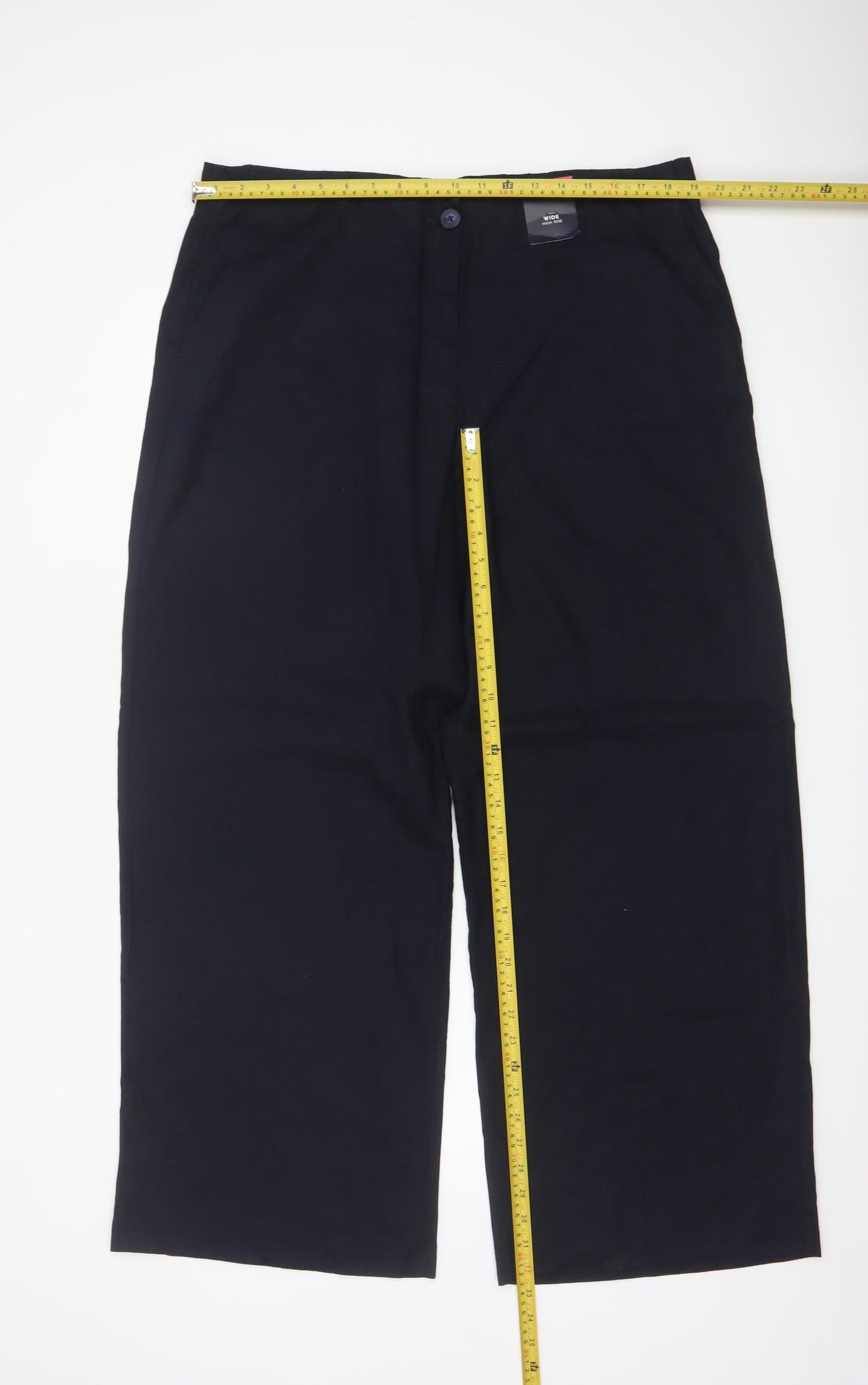 Marks & Spencer Collection Women’s Blue Wide Leg High Rise Linen Trousers UK 18