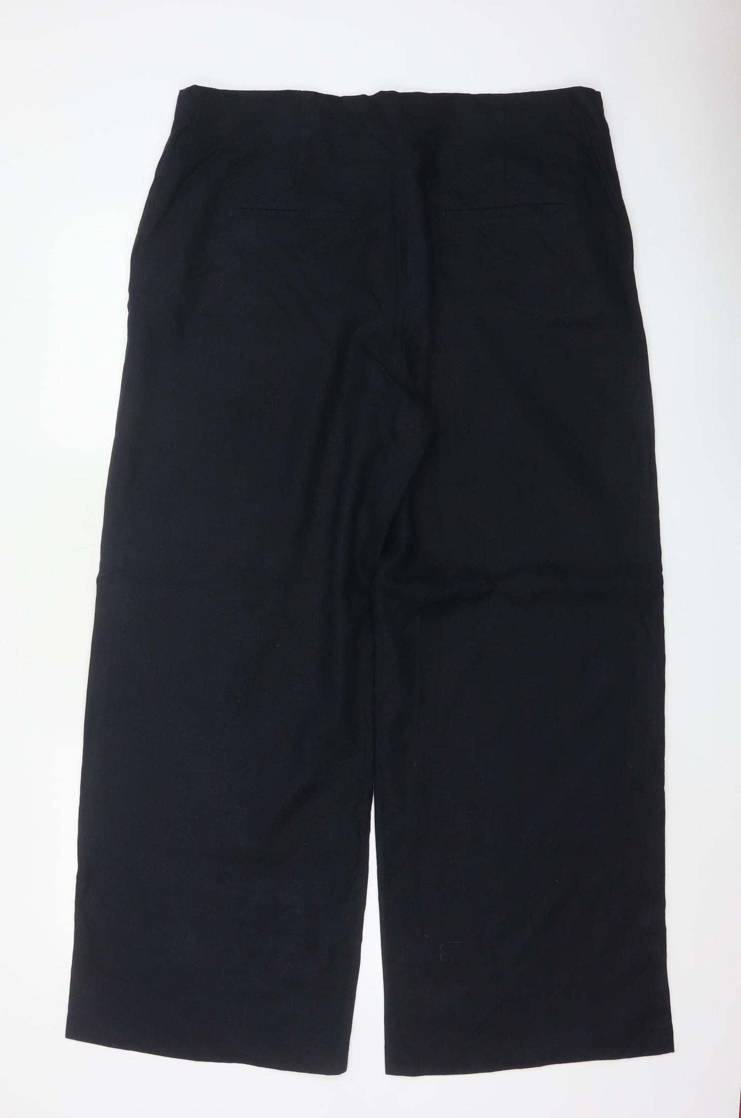 Marks & Spencer Collection Women’s Blue Wide Leg High Rise Linen Trousers UK 18