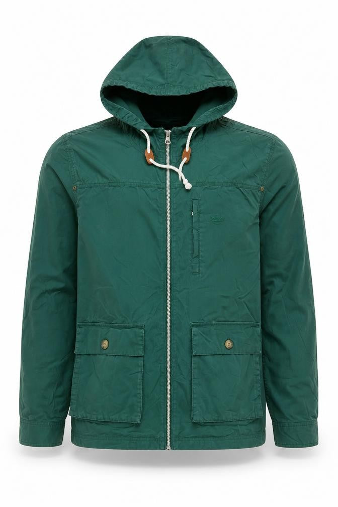 Front view of adidas men’s green m hooded full zip cotton utility jacket