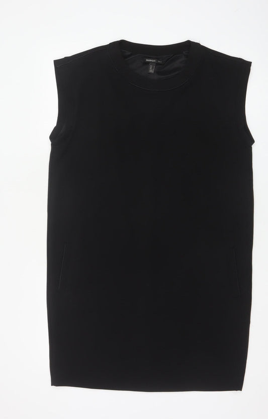 Mango Women Black M Sleeveless Sheath Knee Length Work Dress