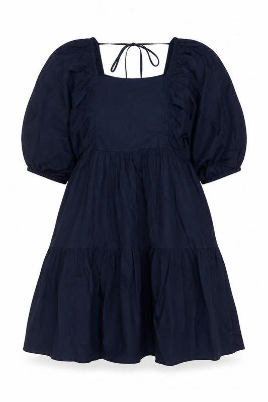 Nobodys Child Women Blue UK 8 Fit & Flare Puff Sleeve Cotton Dress