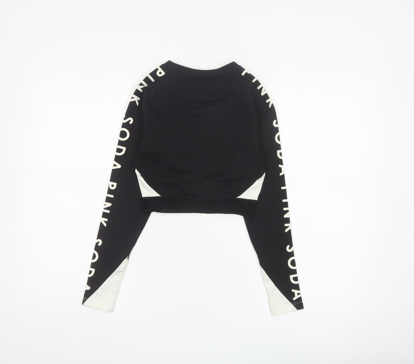 Pink Soda Sport Women Black UK 6 Cropped Logo Long Sleeve Jersey Top