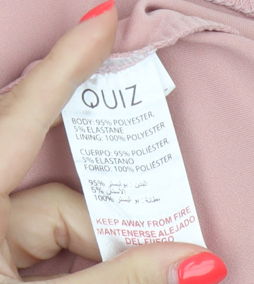 Quiz Women Pink UK 8 Off Shoulder Fit & Flare Knee Dress
