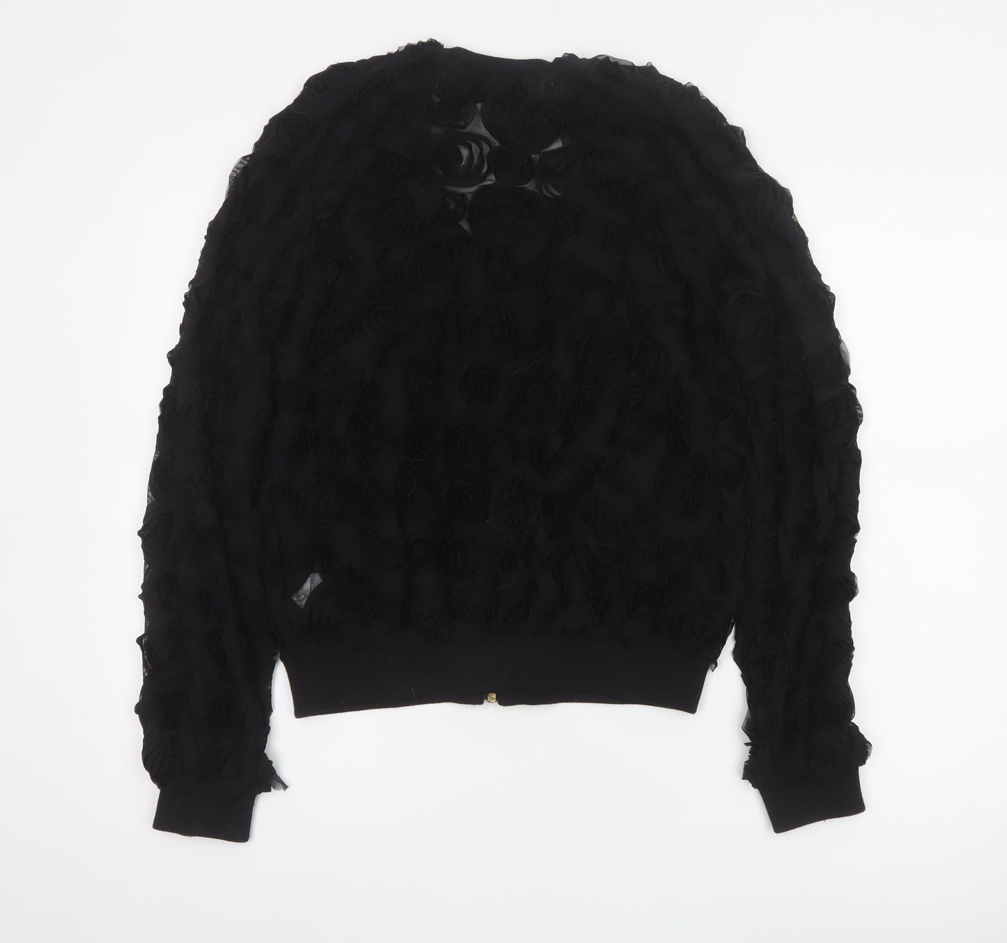 L'Art River Island Women’s Black UK 12 Floral Mesh Bomber Jacket