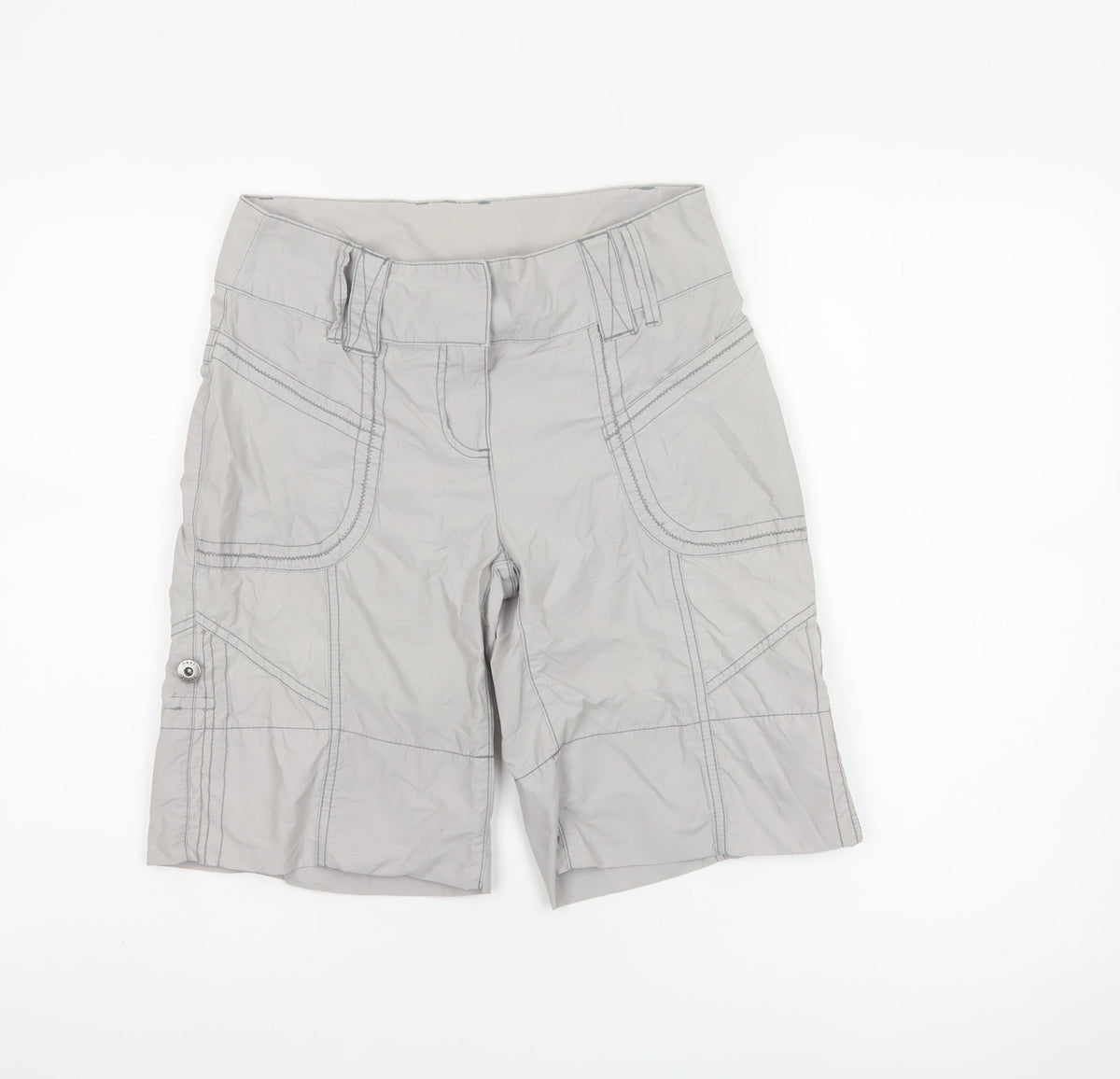Next Women’s Grey Cargo Shorts UK 6 Cotton Nylon Multi Pocket