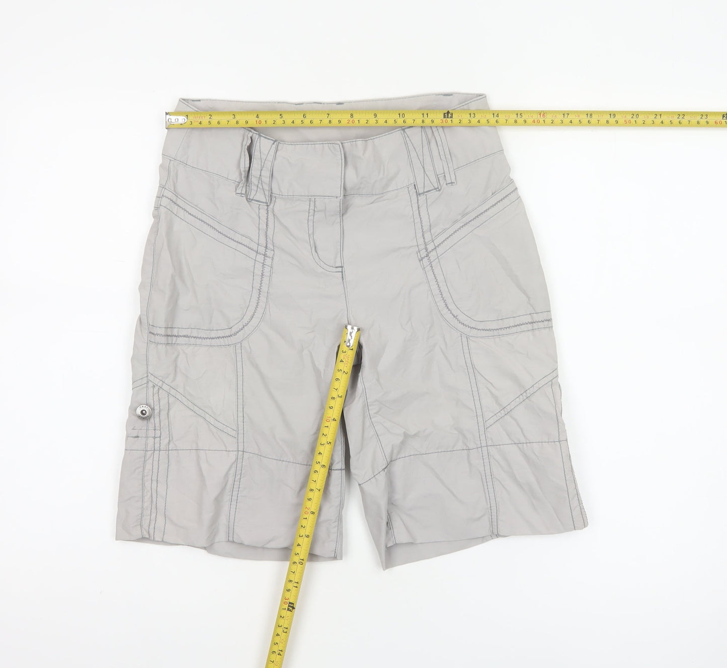 Next Women’s Grey Cargo Shorts UK 6 Cotton Nylon Multi Pocket