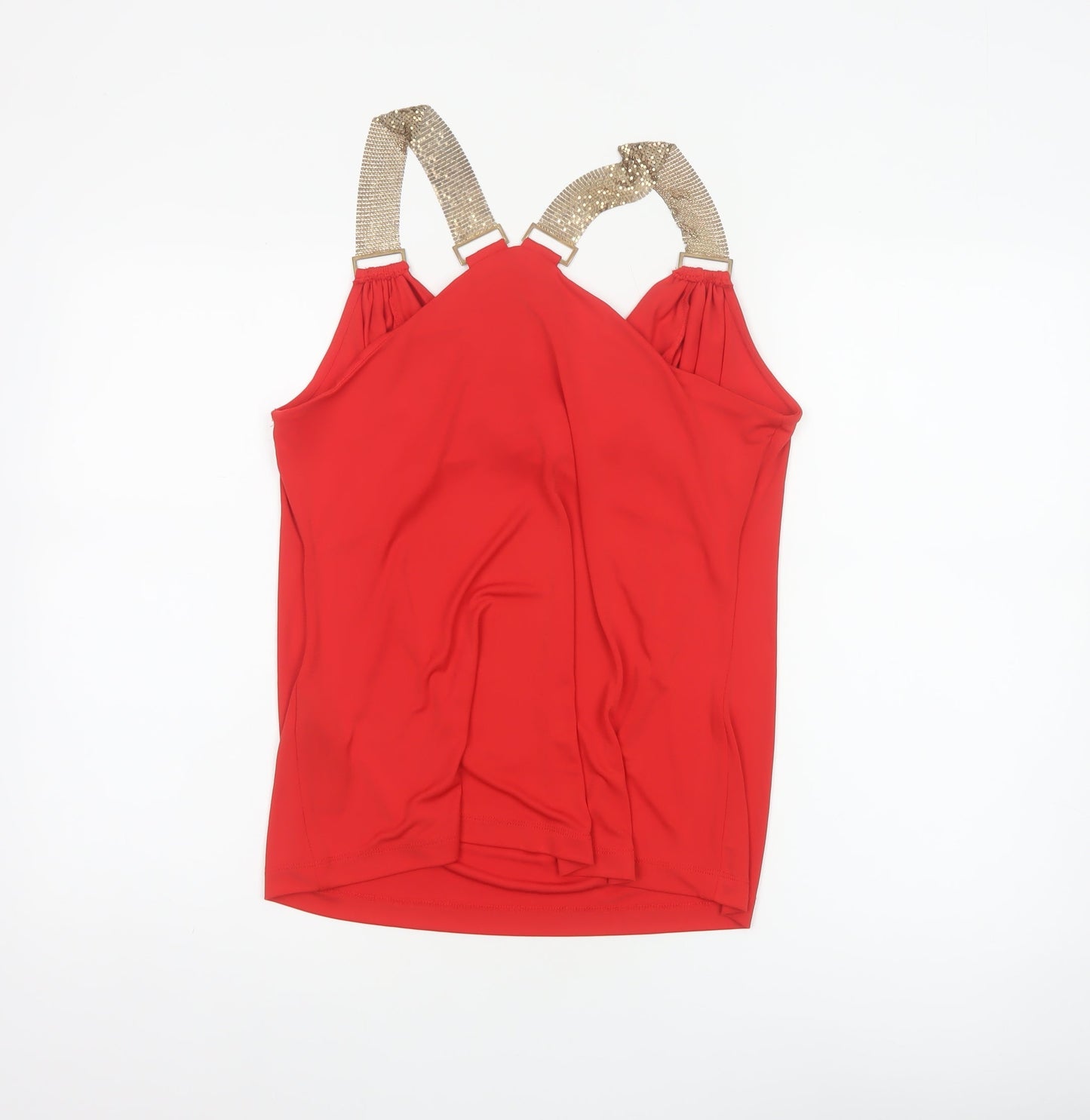 Star by Julien Macdonald Women Red UK 14 Cowl Neck Beaded Strap Tank Top