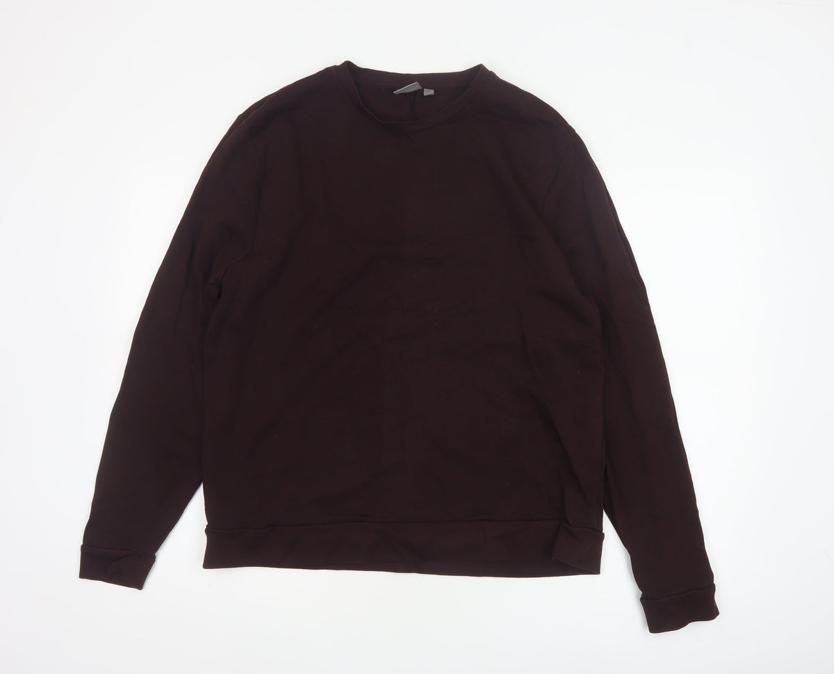 Additional front view of ASOS Men Brown L Pullover Crew Neck Cotton Sweatshirt