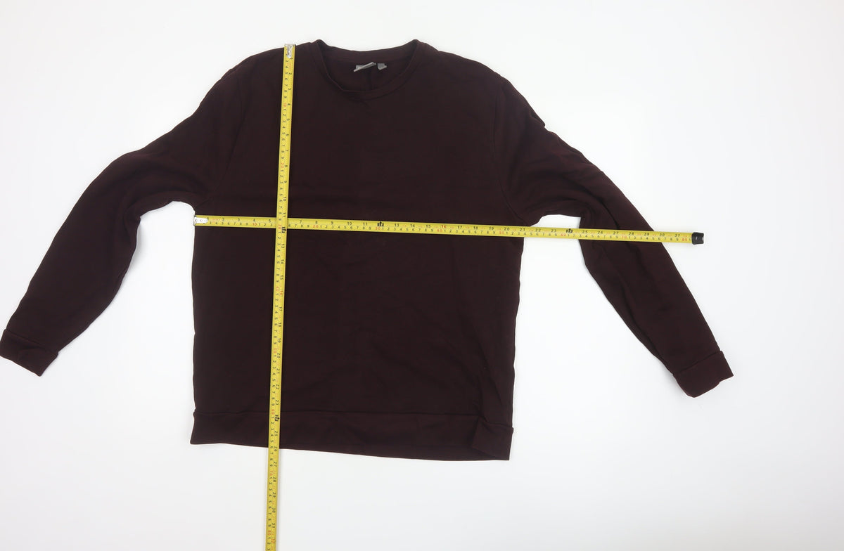 Back view of ASOS Men Brown L Pullover Crew Neck Cotton Sweatshirt