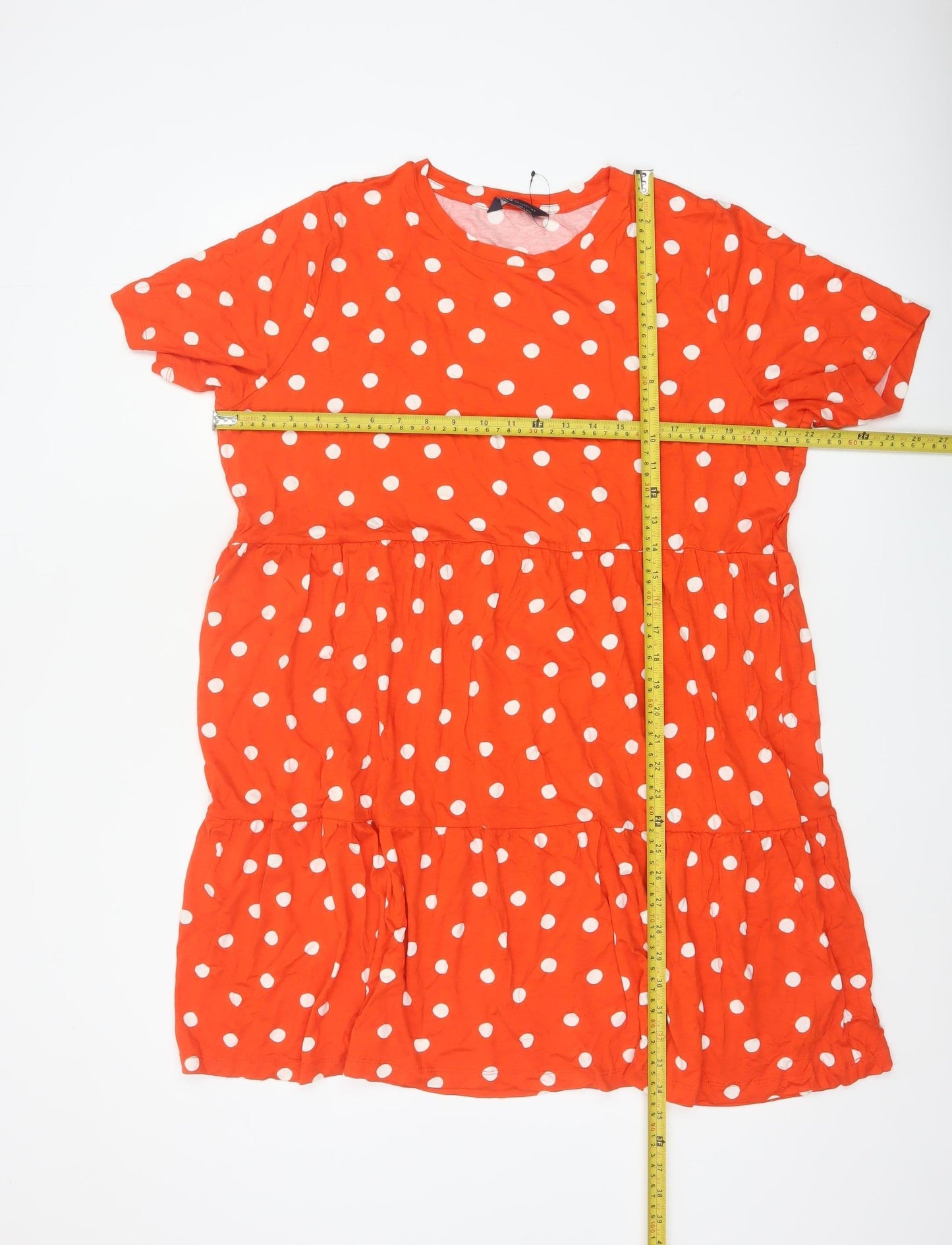 Marks & Spencer Women Orange Polka Dot UK 22 Fit & Flare Jersey Dress