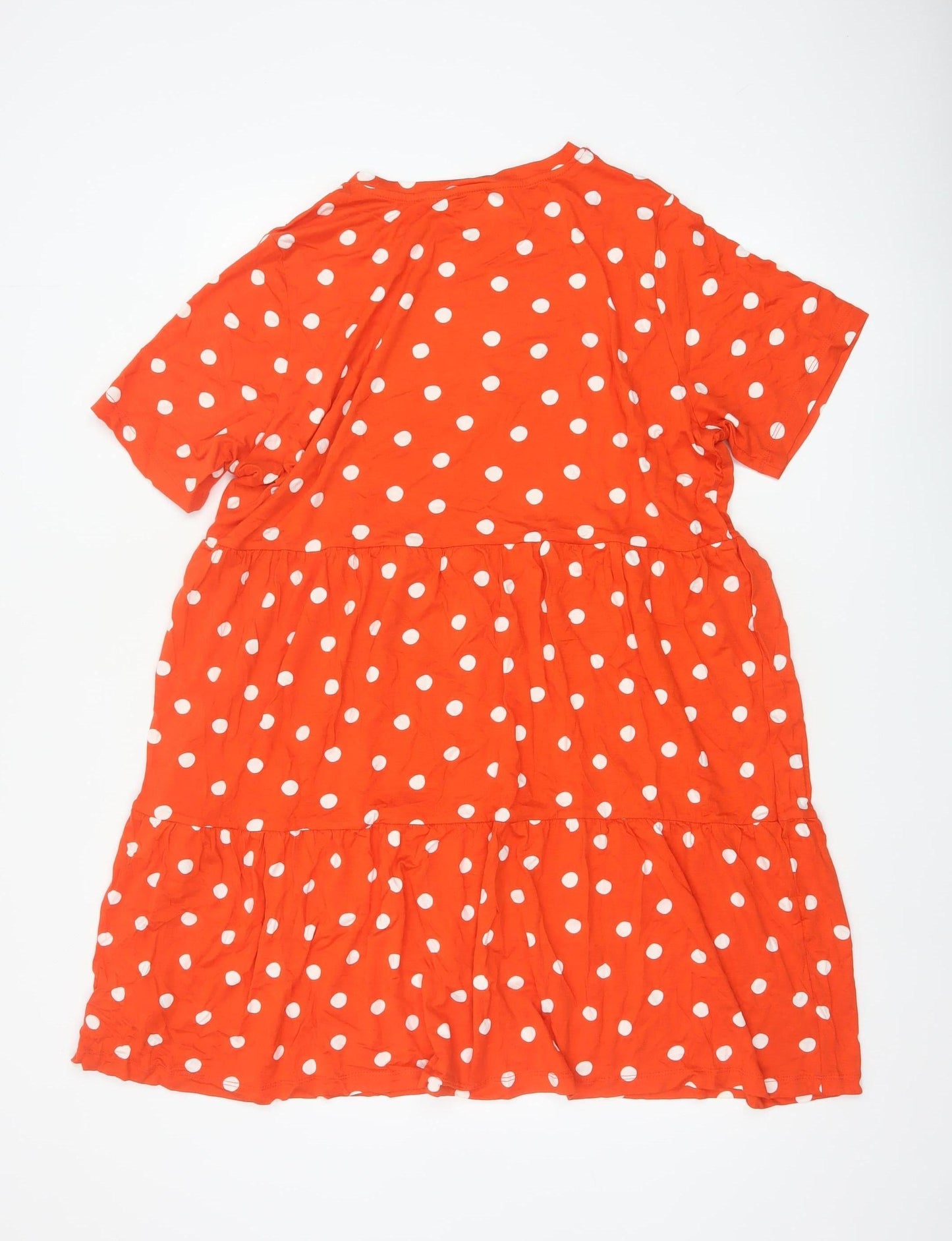 Marks & Spencer Women Orange Polka Dot UK 22 Fit & Flare Jersey Dress