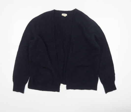 Fat Face Women’s Blue Open Knit Cardigan UK 14 Long Sleeve Wool Alpaca