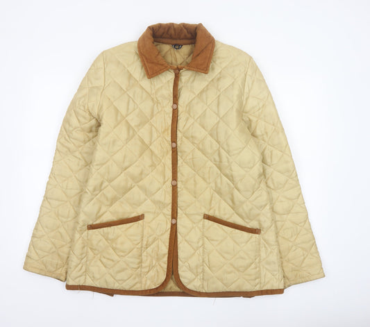 Hotter Women's Beige L Quilted Padded Jacket Corduroy Collar