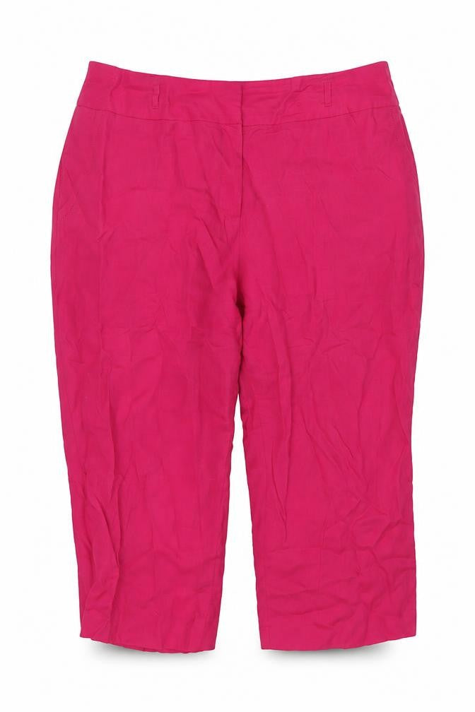 Tu Women’s Pink UK 22 Linen Cropped Straight Leg Trousers Pockets