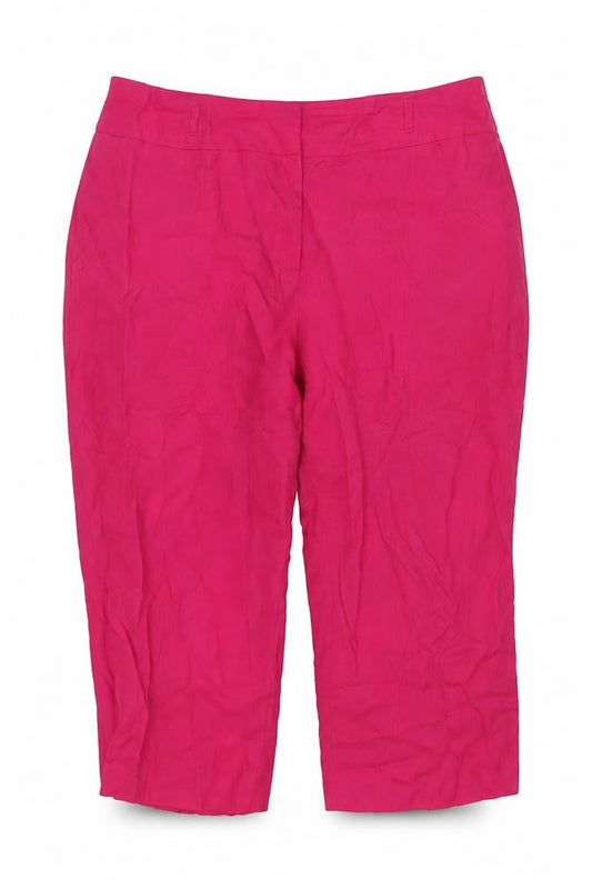 Tu Women’s Pink UK 22 Linen Cropped Straight Leg Trousers Pockets