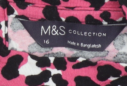 Marks & Spencer Collection Women’s Pink Leopard Print Fit & Flare Dress UK 16
