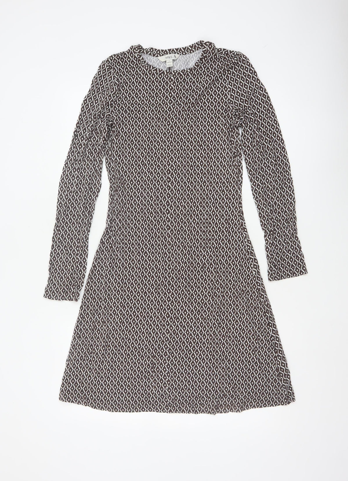 Marks & Spencer Women Brown Geometric Fit & Flare Dress UK 6