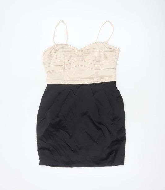 H&M Women Black Ivory UK 12 Bodycon Sweetheart Mini Party Dress