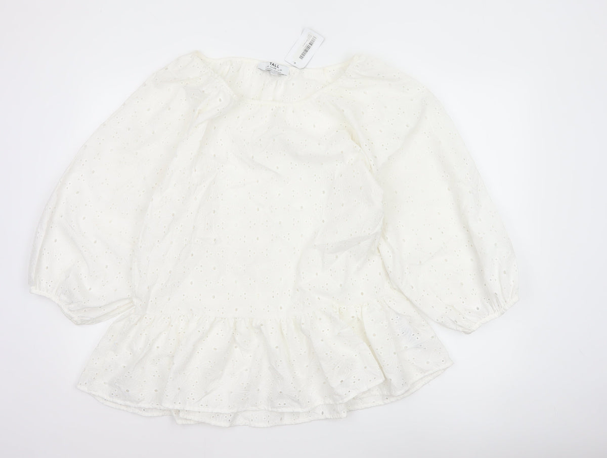 Dorothy Perkins Women Ivory UK 10 Tall Basic Broderie Blouse