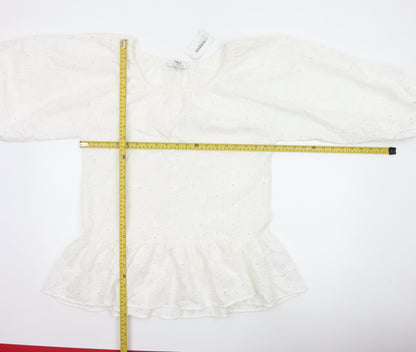 Back view of Dorothy Perkins Women Ivory UK 10 Tall Basic Broderie Blouse