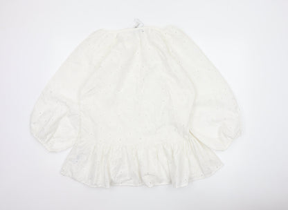 Close-up detail of Dorothy Perkins Women Ivory UK 10 Tall Basic Broderie Blouse