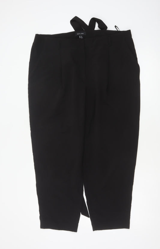 New Look Women’s Black UK 16 Tapered Tie Belt Dress Trousers
