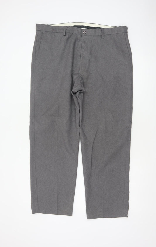 Farah Men’s Grey 36 W29 Straight Flat Front Dress Trousers