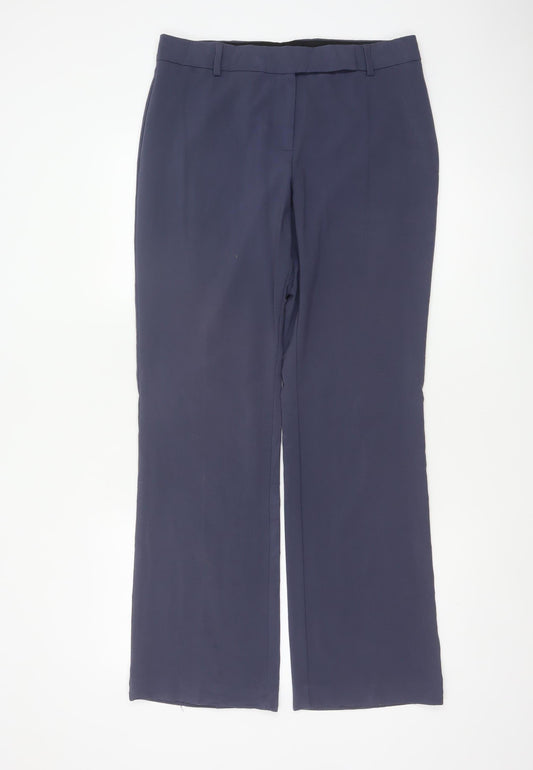 M&S Women’s Navy Blue UK 12 Straight Leg Stretch Work Trousers