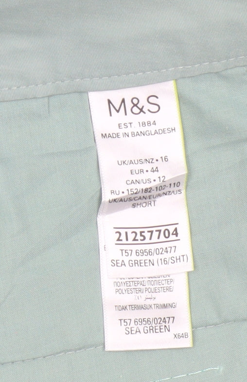 Marks and Spencer Women’s Sea Green UK 16 Short Tapered Chino Trousers
