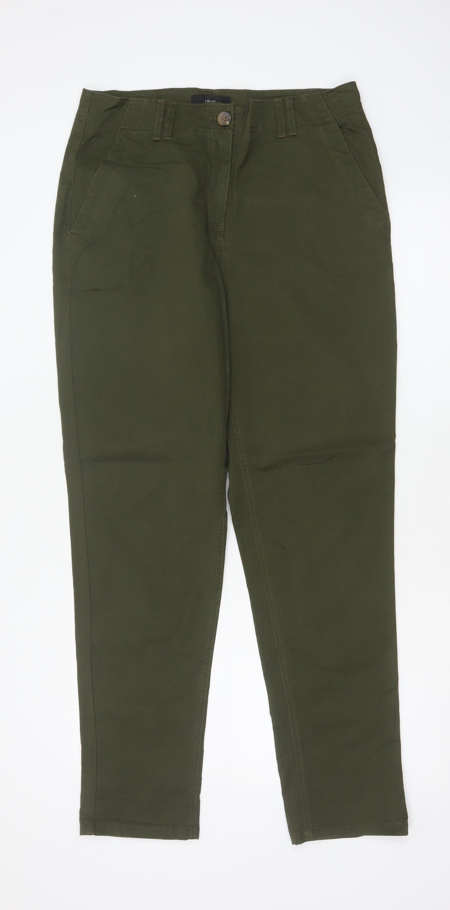 Next Women’s Green UK 12 Tall Slim Tapered Cotton Stretch Chino Trousers