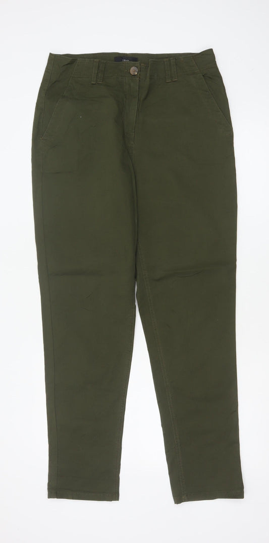 Next Women’s Green UK 12 Tall Slim Tapered Cotton Stretch Chino Trousers