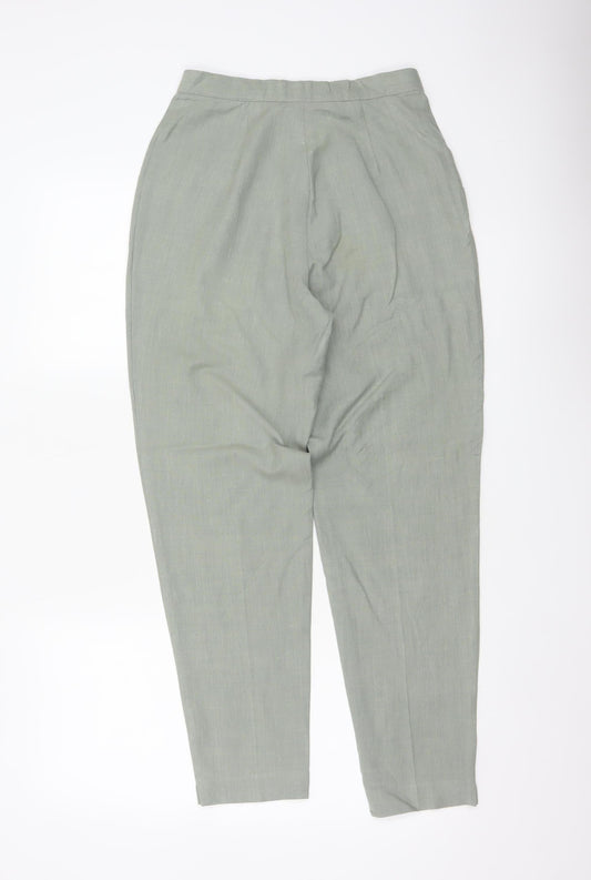 St Michael Marks & Spencer Women Green UK 10 Linen Blend Tapered Trousers