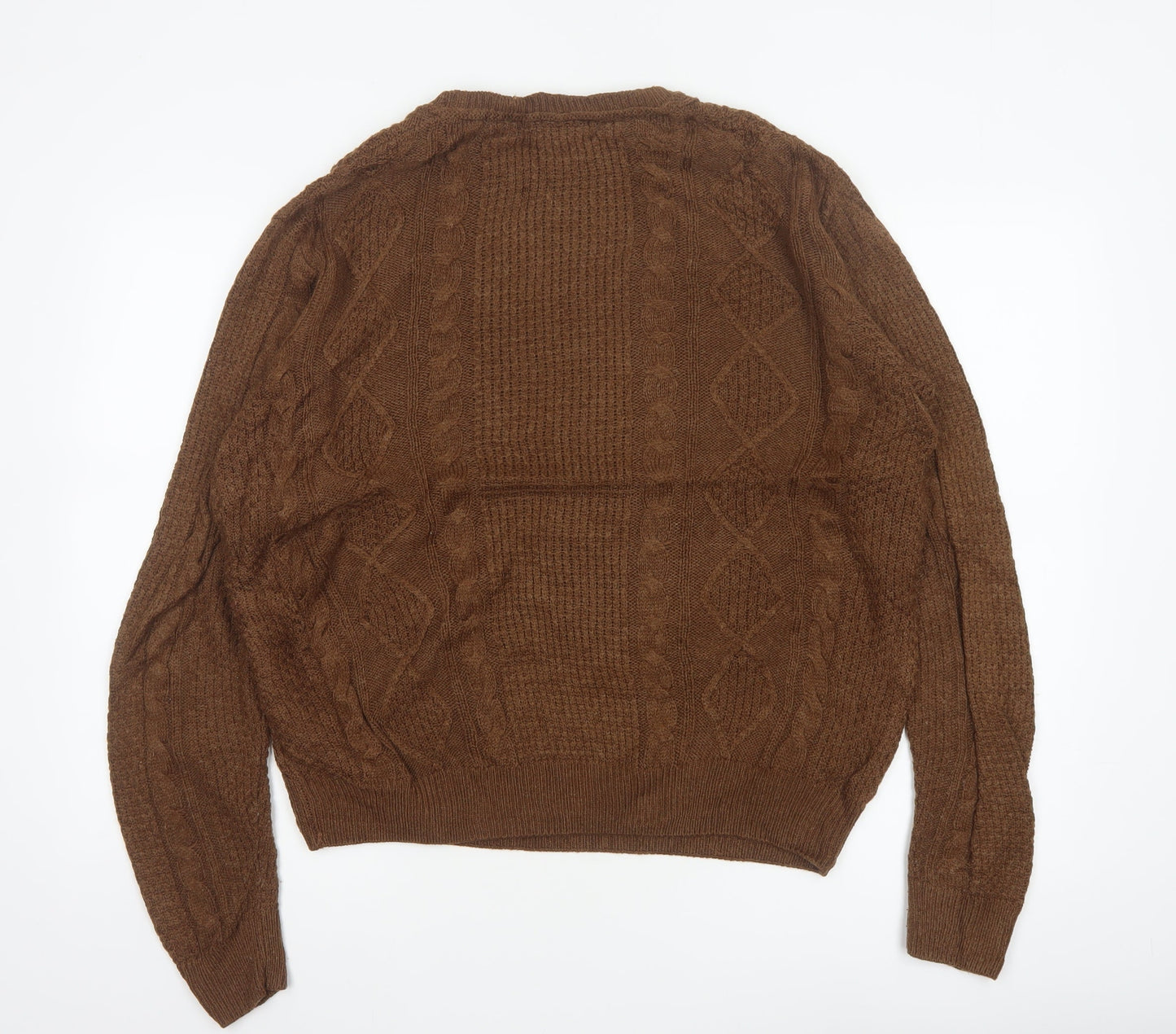PG Field Heritage Men’s Brown L Cable Knit Crew Neck Pullover Jumper
