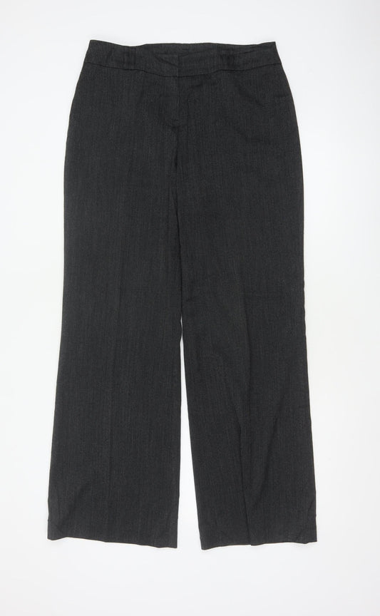Wallis Women Black Size 12 Straight Leg Smart Stretch Trousers