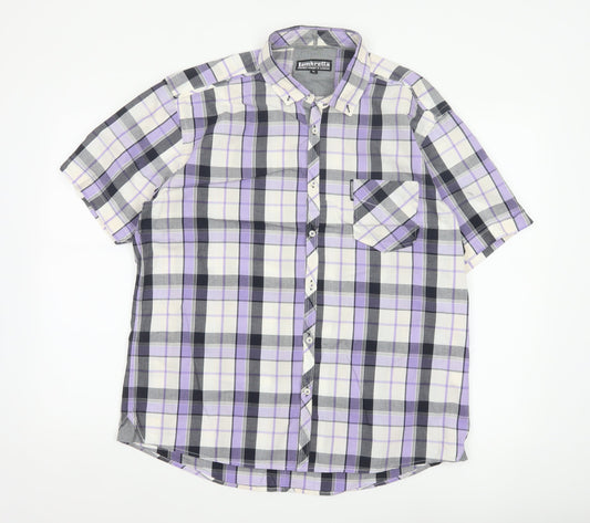 Lambretta Men’s XL Purple Plaid Short Sleeve Button-Up Shirt