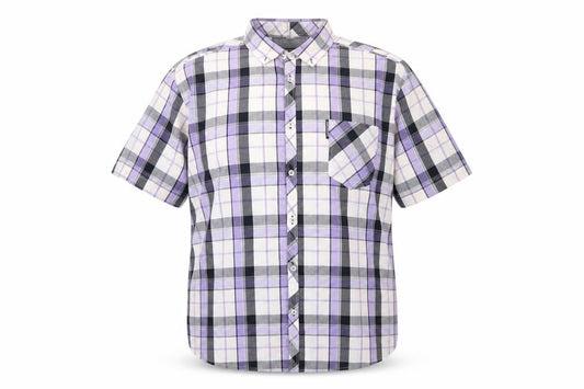 Lambretta Men’s XL Purple Plaid Short Sleeve Button-Up Shirt