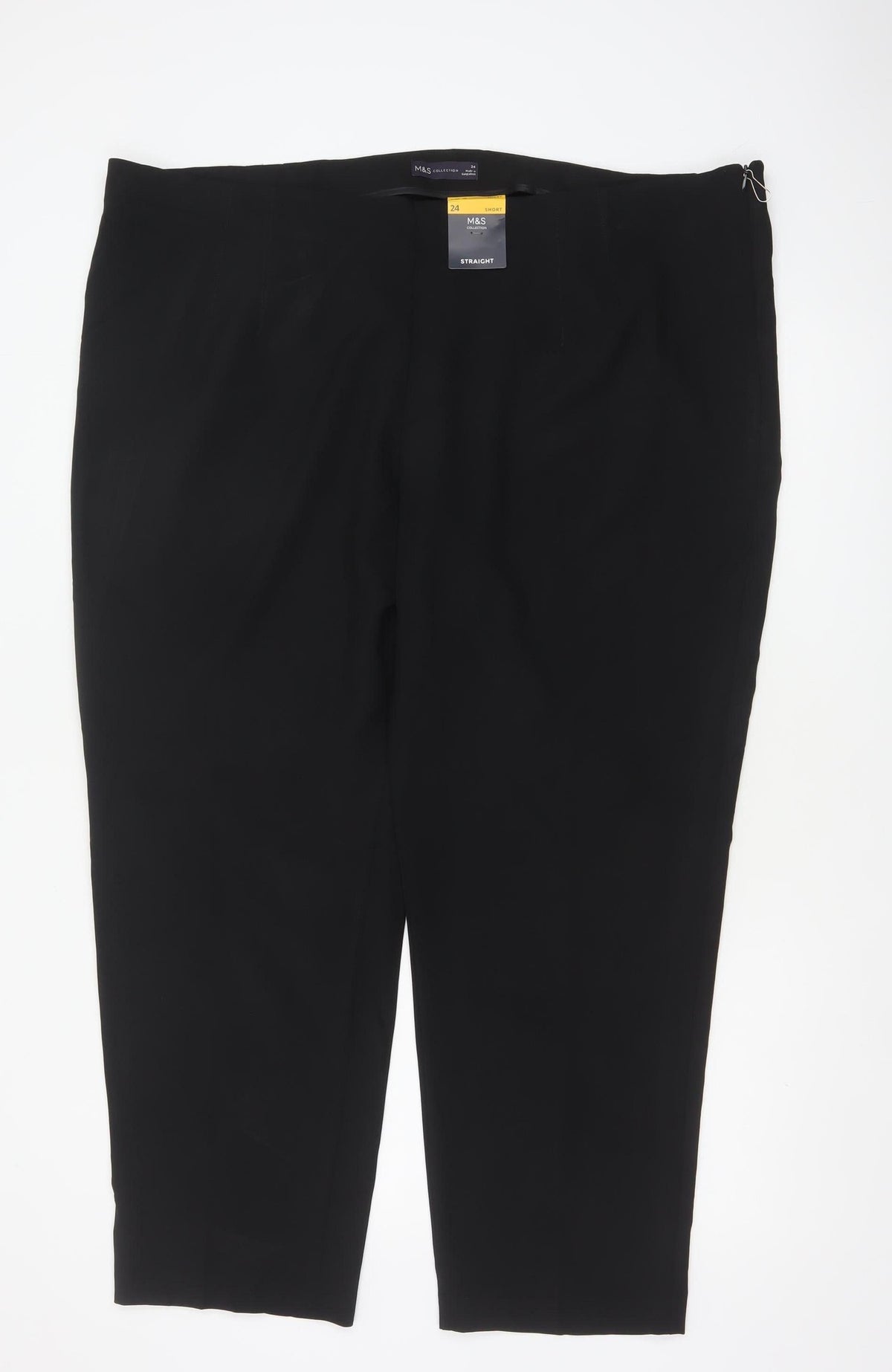 Marks and Spencer Women Black Size 24 Short Straight Dress Trousers
