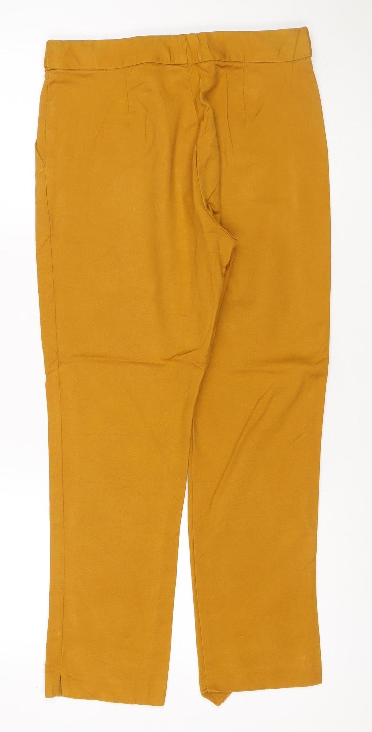 F&F Women’s Mustard Yellow Wide-Leg Trousers UK 12 Viscose