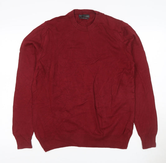 Marks and Spencer Men's Red M Fine Pure Cotton Crew Neck Jumper