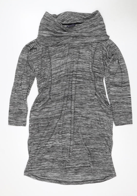 M&S Collection Women Grey UK 18 Shift Dress V-Neck Long Sleeve