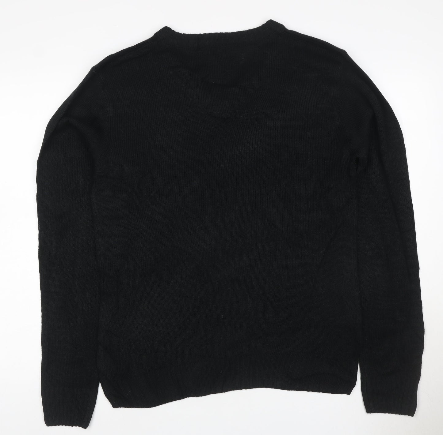 D&H Man Men’s Black XL V-Neck Acrylic Knit Pullover Jumper