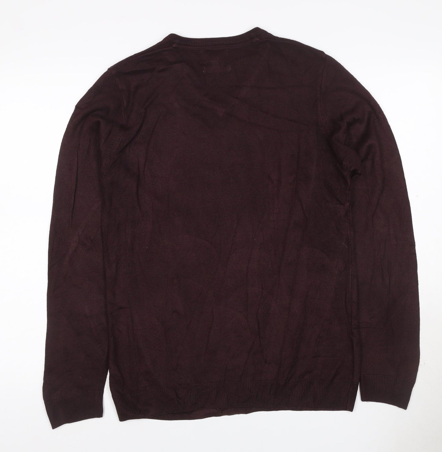 Marks and Spencer Mens Brown M V-Neck Cashmilon Acrylic Pullover Jumper