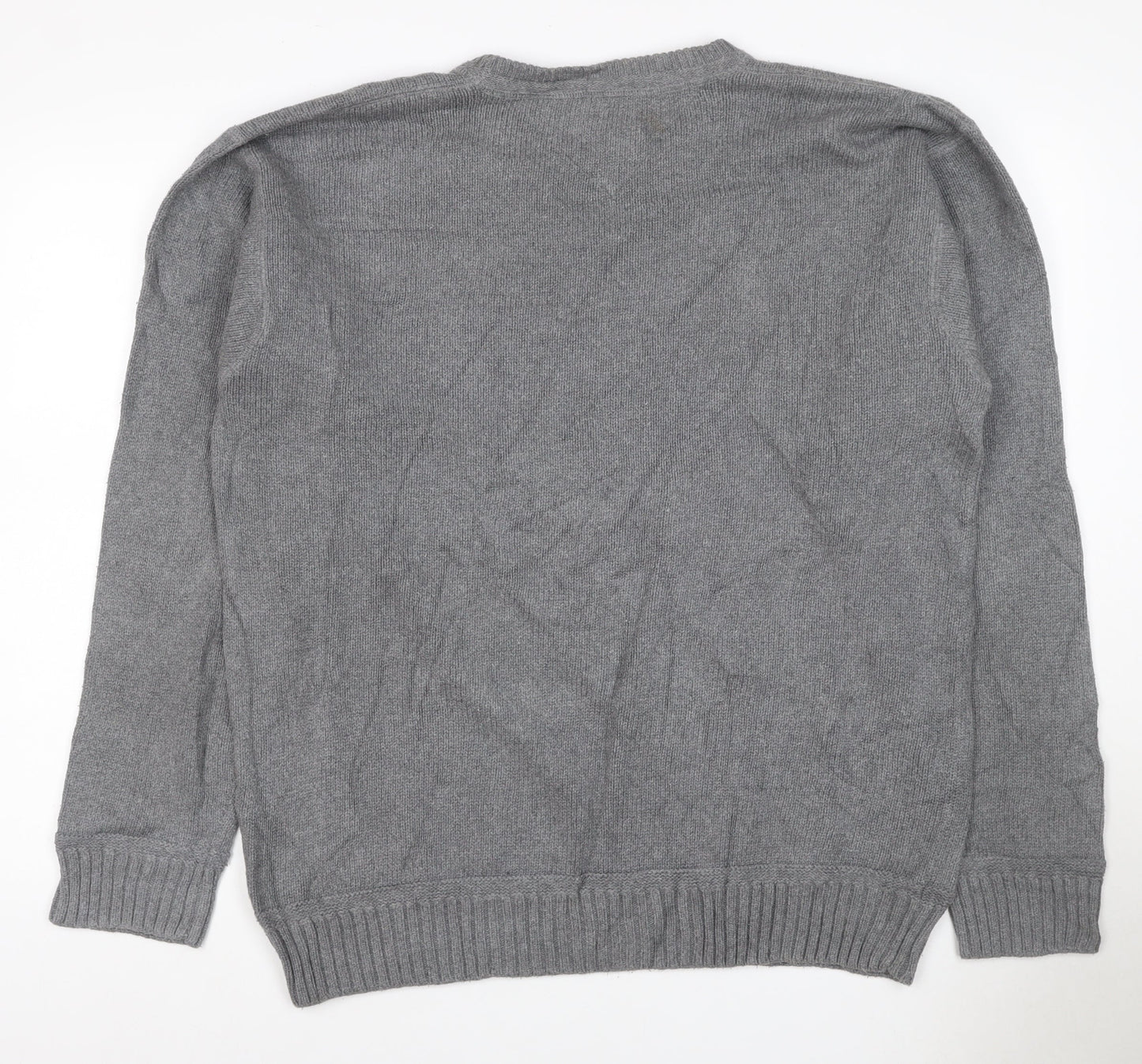 Tommy Hilfiger Men’s Grey Large Cotton Crew Neck Logo Pullover Jumper