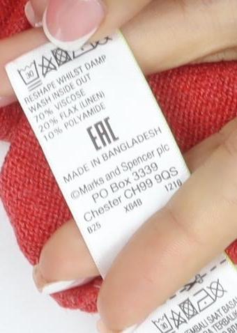 Marks & Spencer Women Red UK 14 Ruffle Short Sleeve Button Cardigan