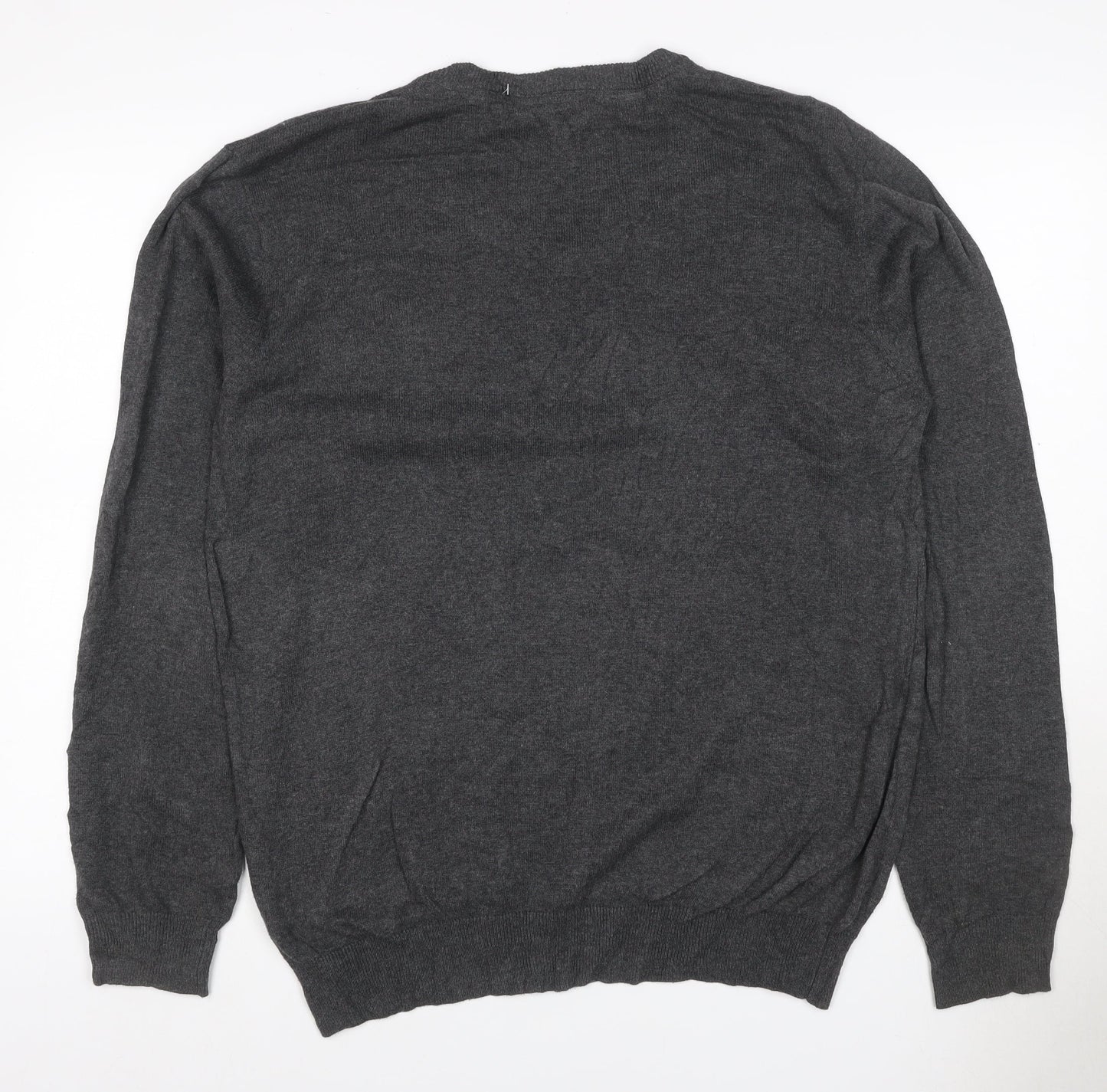 Brook Taverner Men's Grey M V-Neck Cotton Blend Knit Pullover Jumper