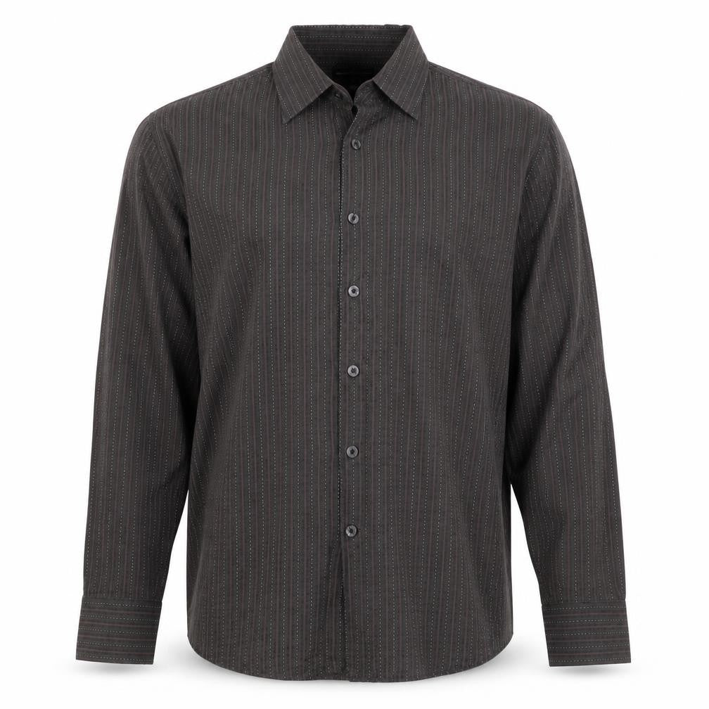 Urban Spirit Collection Men's Black M Striped Long Sleeve Button-Up Shirt