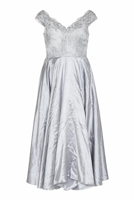 Quiz Women Grey UK 12 Maxi Formal Beaded Satin Wedding Dress