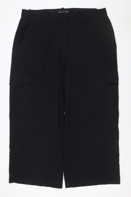 M&S Women’s Black Size 20 Short Straight Leg Cargo Trousers